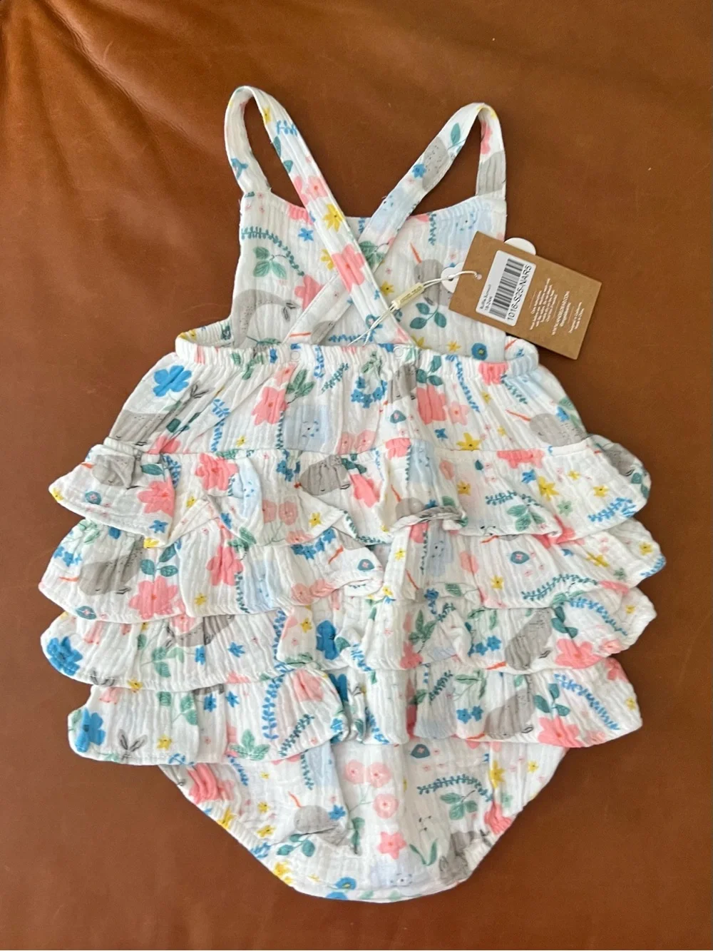 Angel Dear Narwhal Floral Ruffle Sunsuit, 18-24mo - NEW